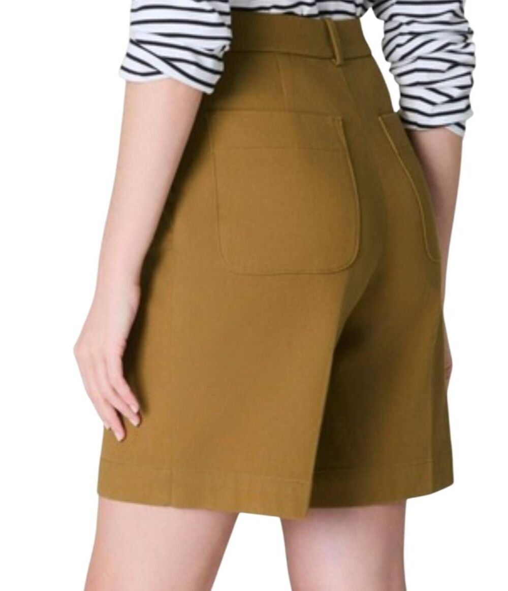 Spanx Shorts Women's 1X Olive Green Brown Super Smooth Stretch Twill Cotton